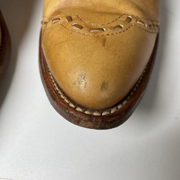 Boulet Boots Mens 7.5 E Wide Brown Golden Leather Cowboy Shoes Western main image 10